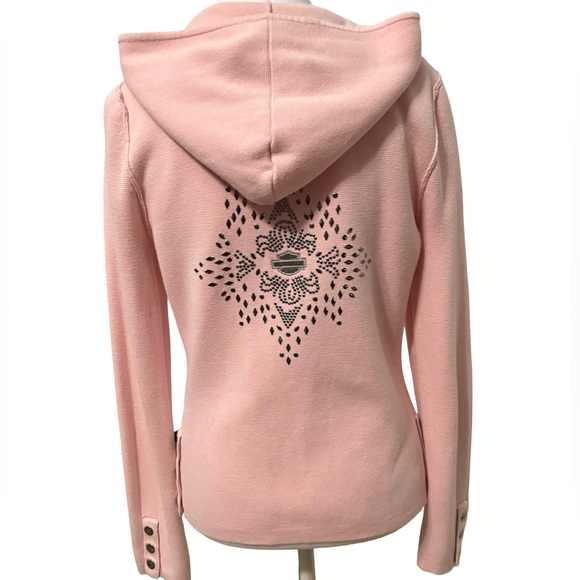 Harley-Davidson Pink Studded Zip-Up Hoodie from 2007. - Picture 4 of 12